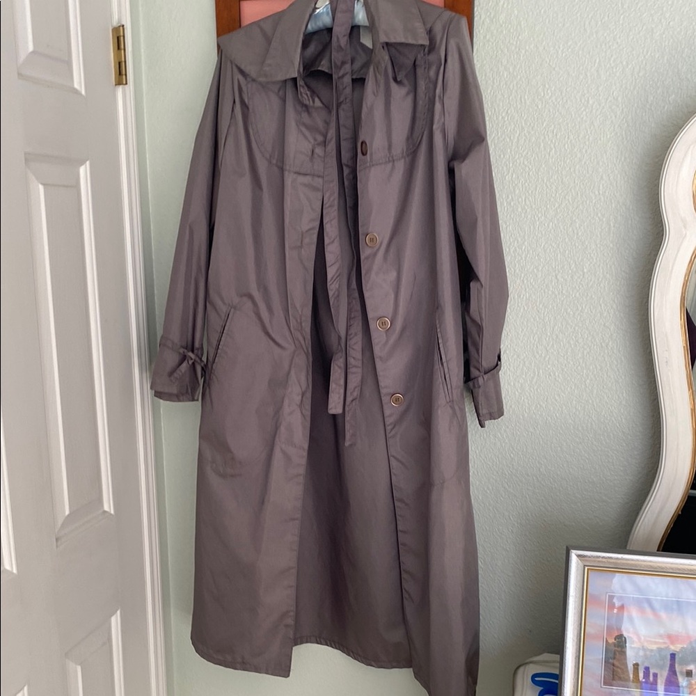Gray Full-Length Trench Coat with Belt